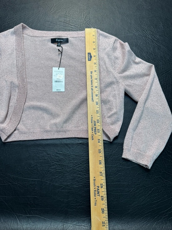 NWT Express Shimmer Pink Cropped Shrug Balletcore Wedding Guest Soft Girl - Picture 4 of 7